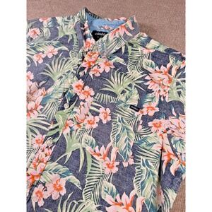 Chubbies‎ Shirt Men Large Blue Green Floral Reverse Print Summer Beach Stretch